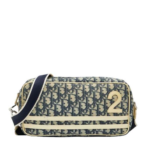 CHRISTIAN DIOR White Leather Trotter Shoulder Bag